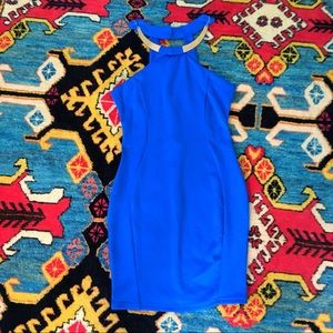 Blue zip back halter dress size m